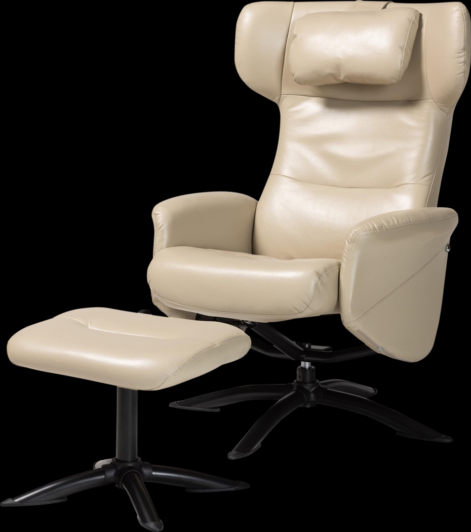 Aguilay Beige Accent Chair and Ottoman - Thumbnail - Image 1