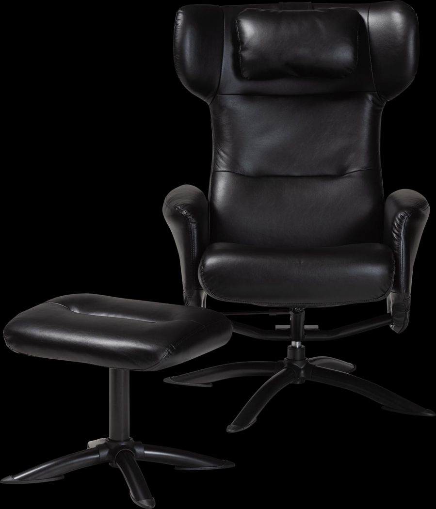 Aguilay Black Accent Chair and Ottoman - Thumbnail - Image 7