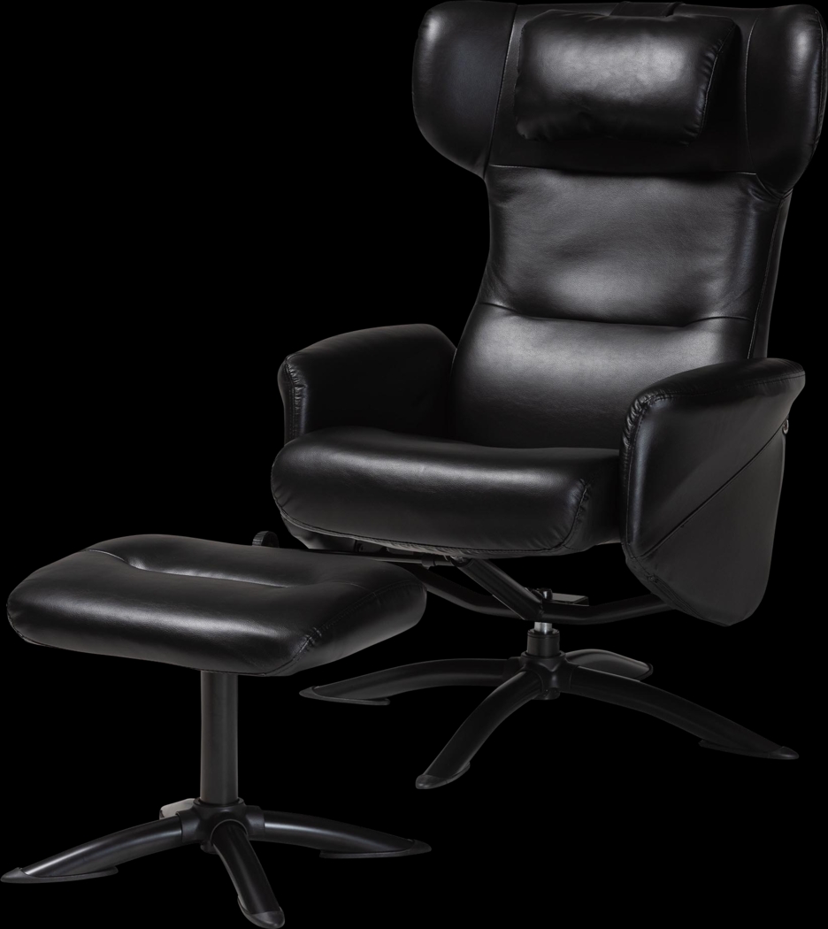 Aguilay Black Accent Chair and Ottoman - Thumbnail - Image 1