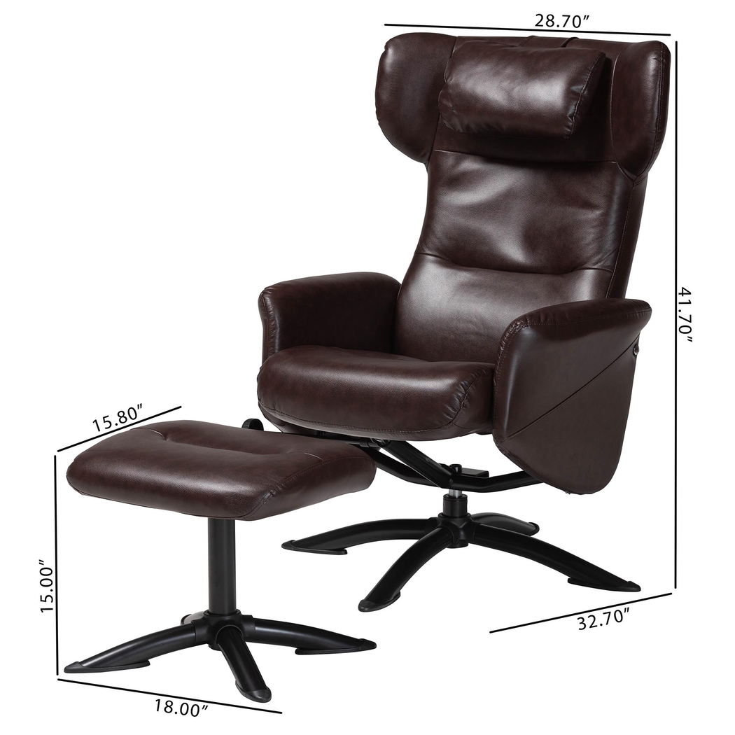 Aguilay Dark Brown Accent Chair and Ottoman - Thumbnail - Image 5