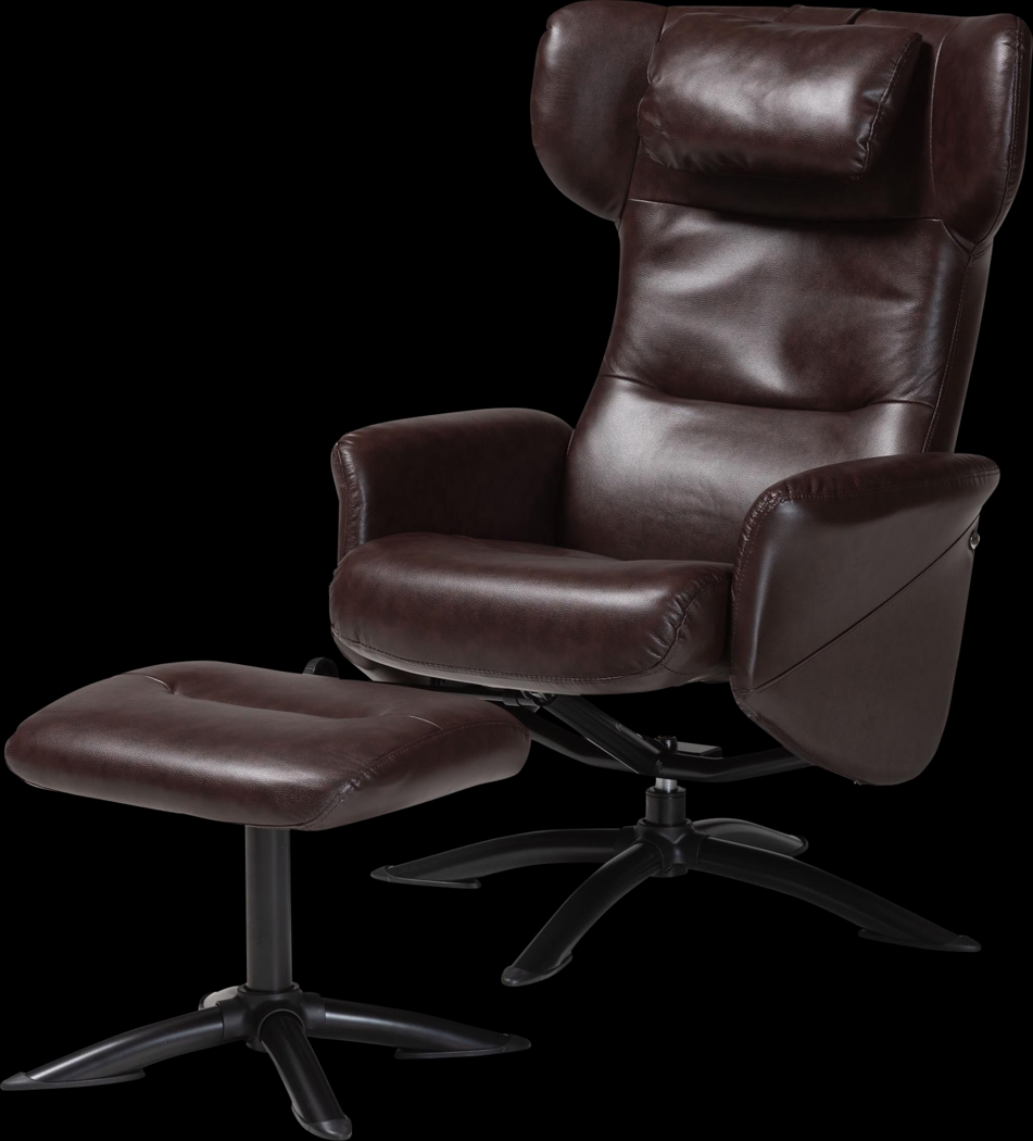 Aguilay Dark Brown Accent Chair and Ottoman - Thumbnail - Image 1