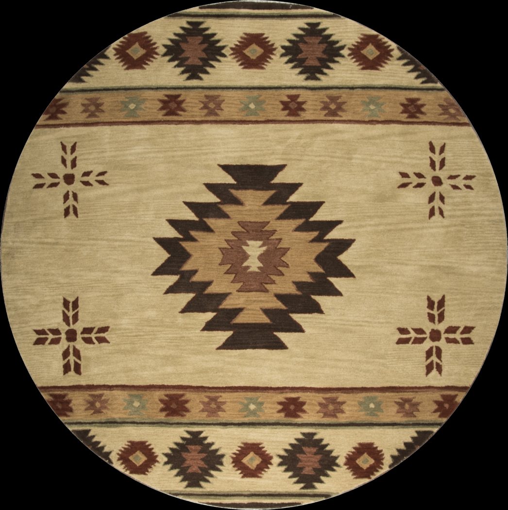 Ahnika Beige 8' Round Rug - Thumbnail - Image 1