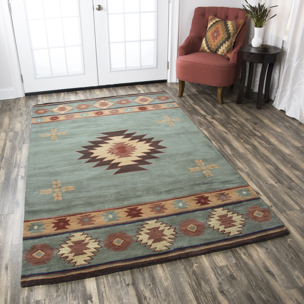 Ahnika Blue 3' x 5' Rug - Thumbnail - Image 5