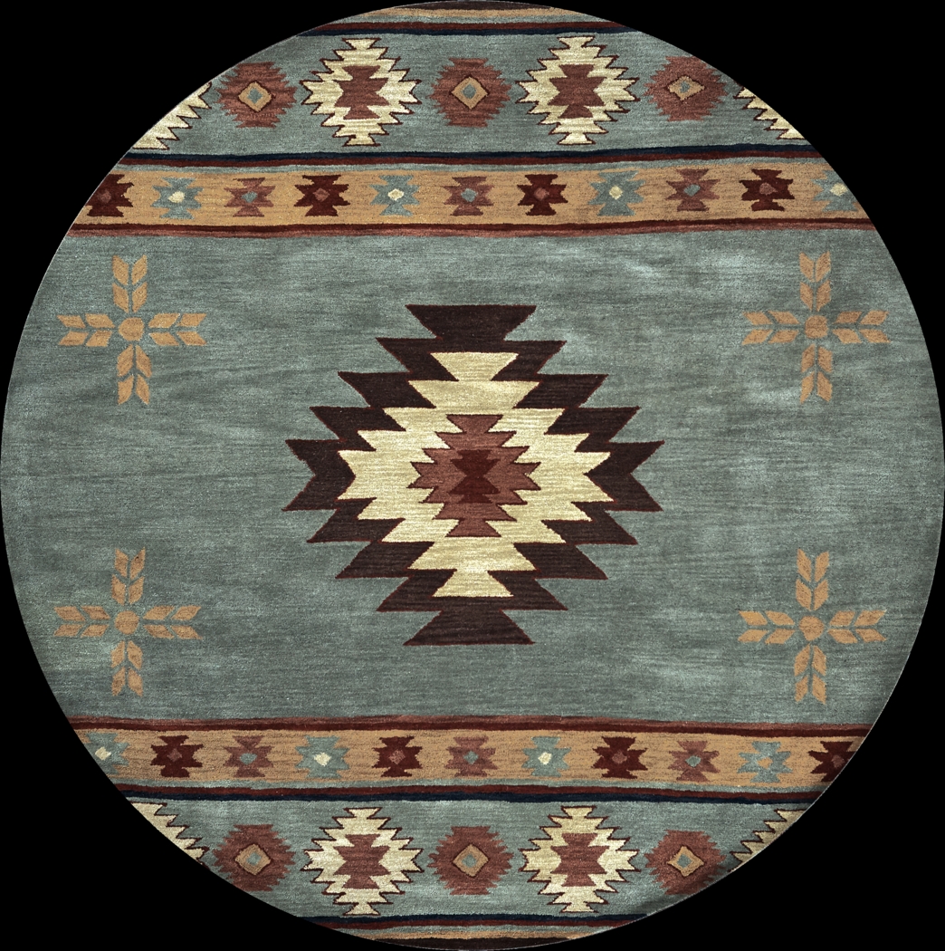 Ahnika Blue 8' Round Rug - Thumbnail - Image 1