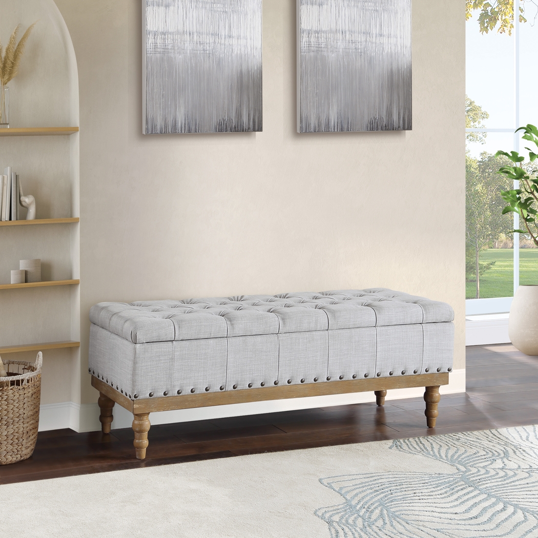 Aibell Gray Storage Bench - Thumbnail - Image 2