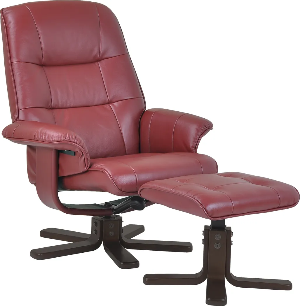Aida Burgundy Chair & Ottoman - Thumbnail - Image 1