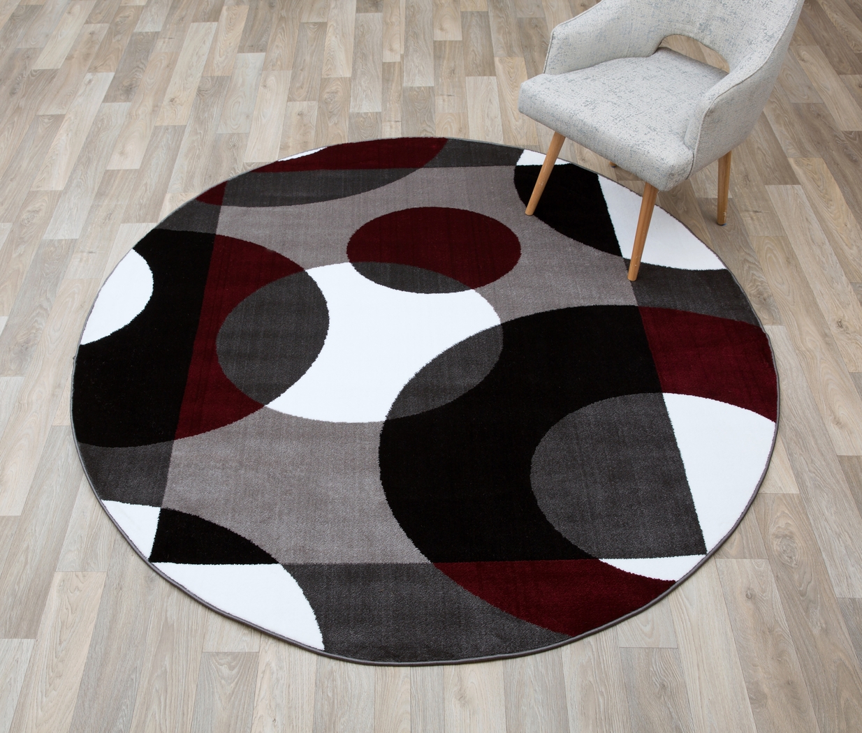 Ailana Burgundy 6'6 Round Rug - Thumbnail - Image 3