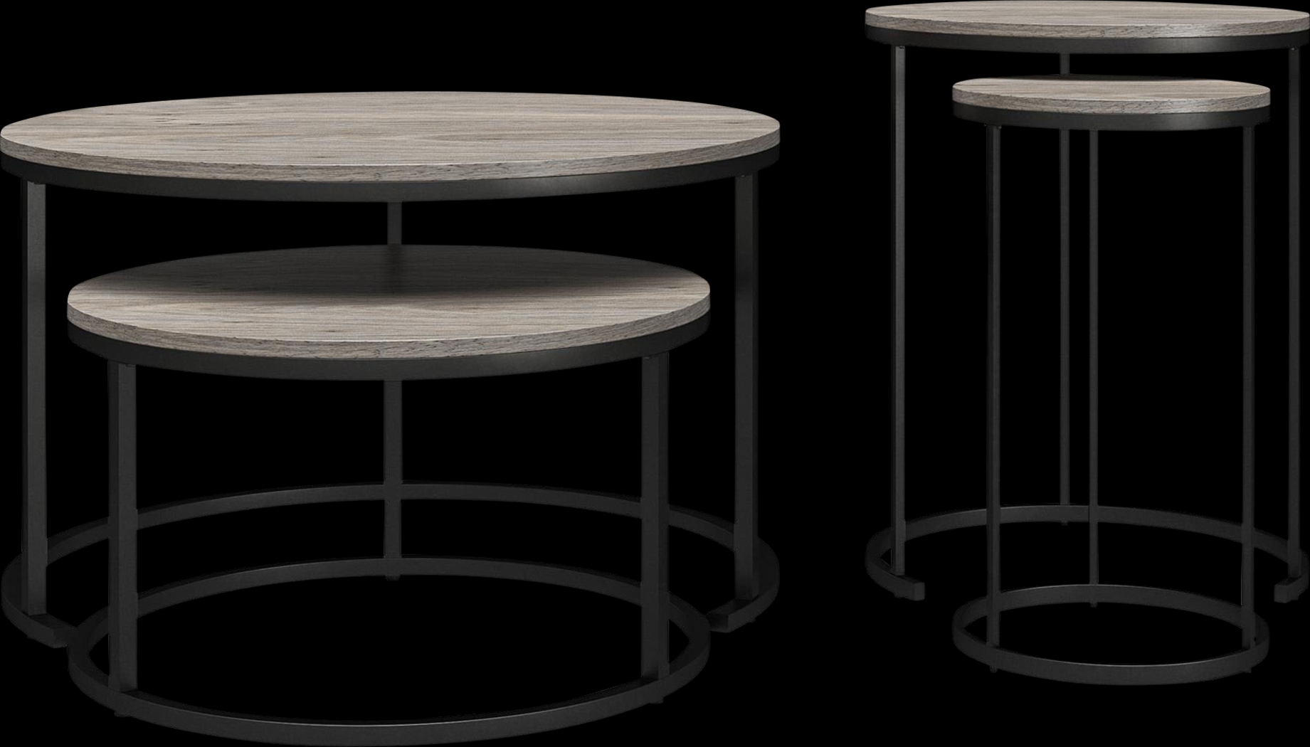 Ailbem Gray Nesting Cocktail Table & End Table, Set of 4 - Thumbnail - Image 1