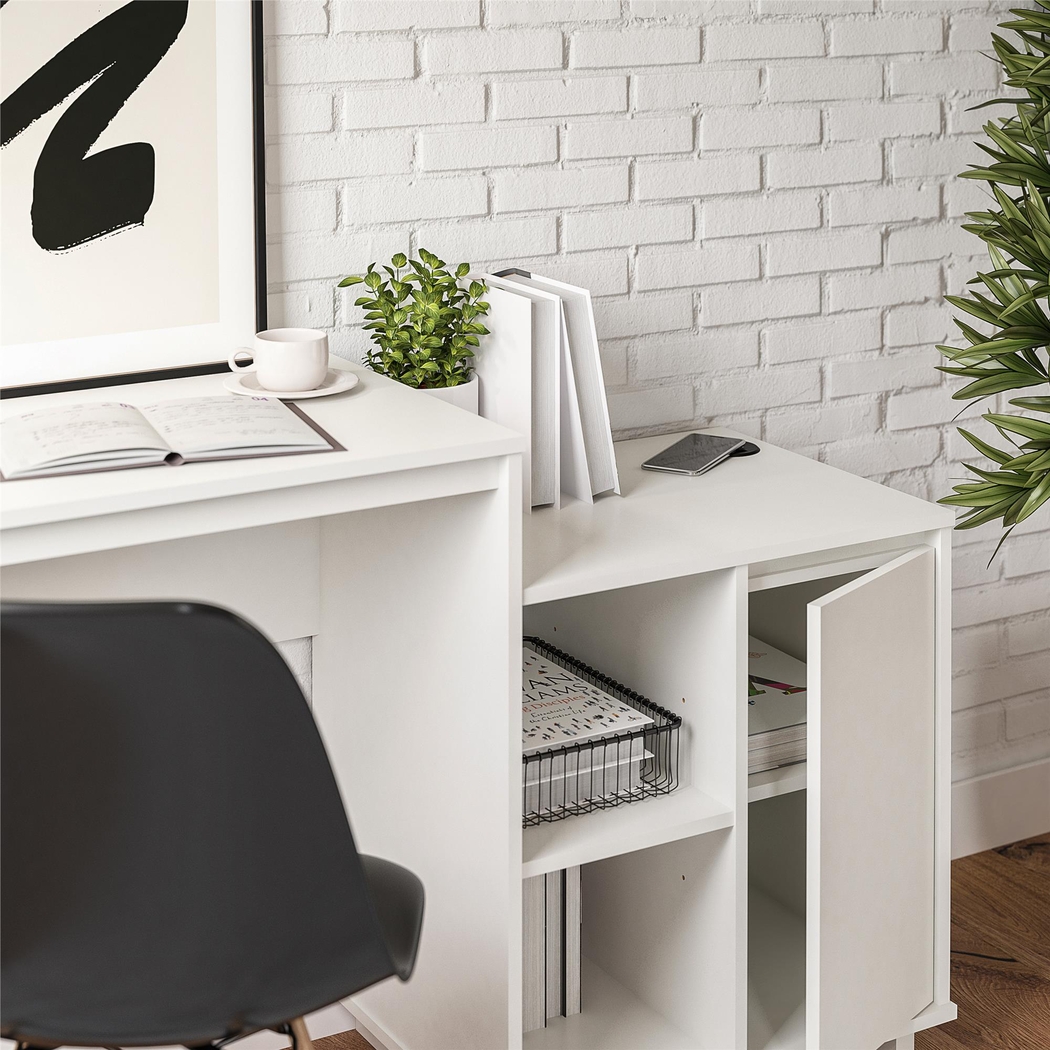 Ailbern White Desk with Cabinet - Thumbnail - Image 4