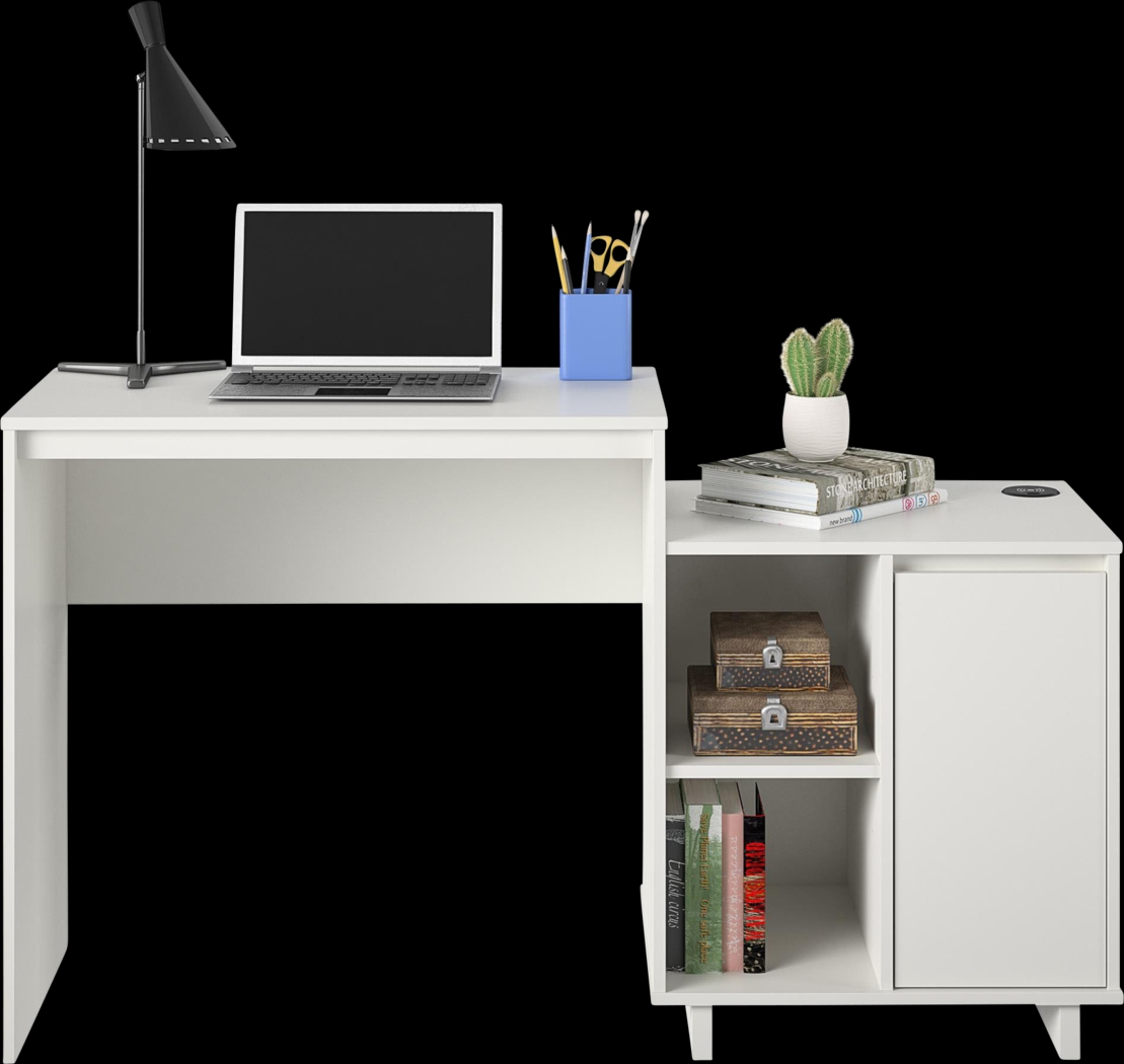 Ailbern White Desk with Cabinet - Thumbnail - Image 5