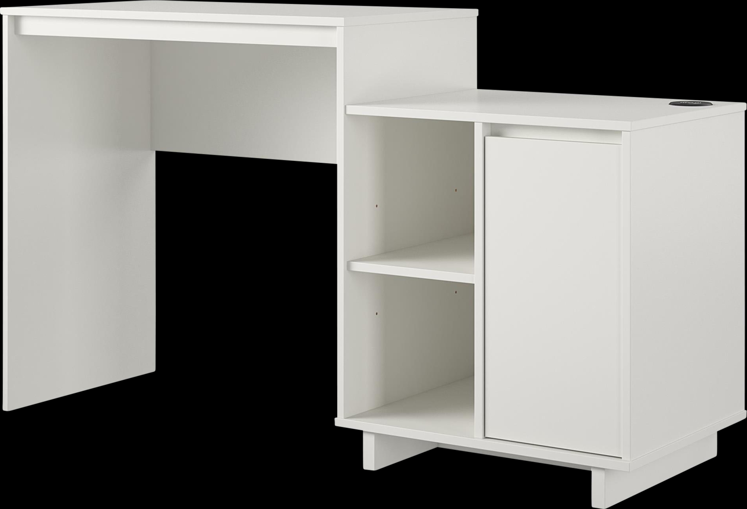 Ailbern White Desk with Cabinet - Thumbnail - Image 1