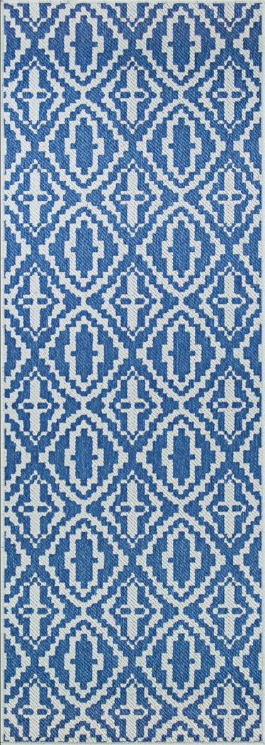 Ailmer Blue 2'3 x 7'10 Indoor/Outdoor Runner Rug - Thumbnail - Image 1