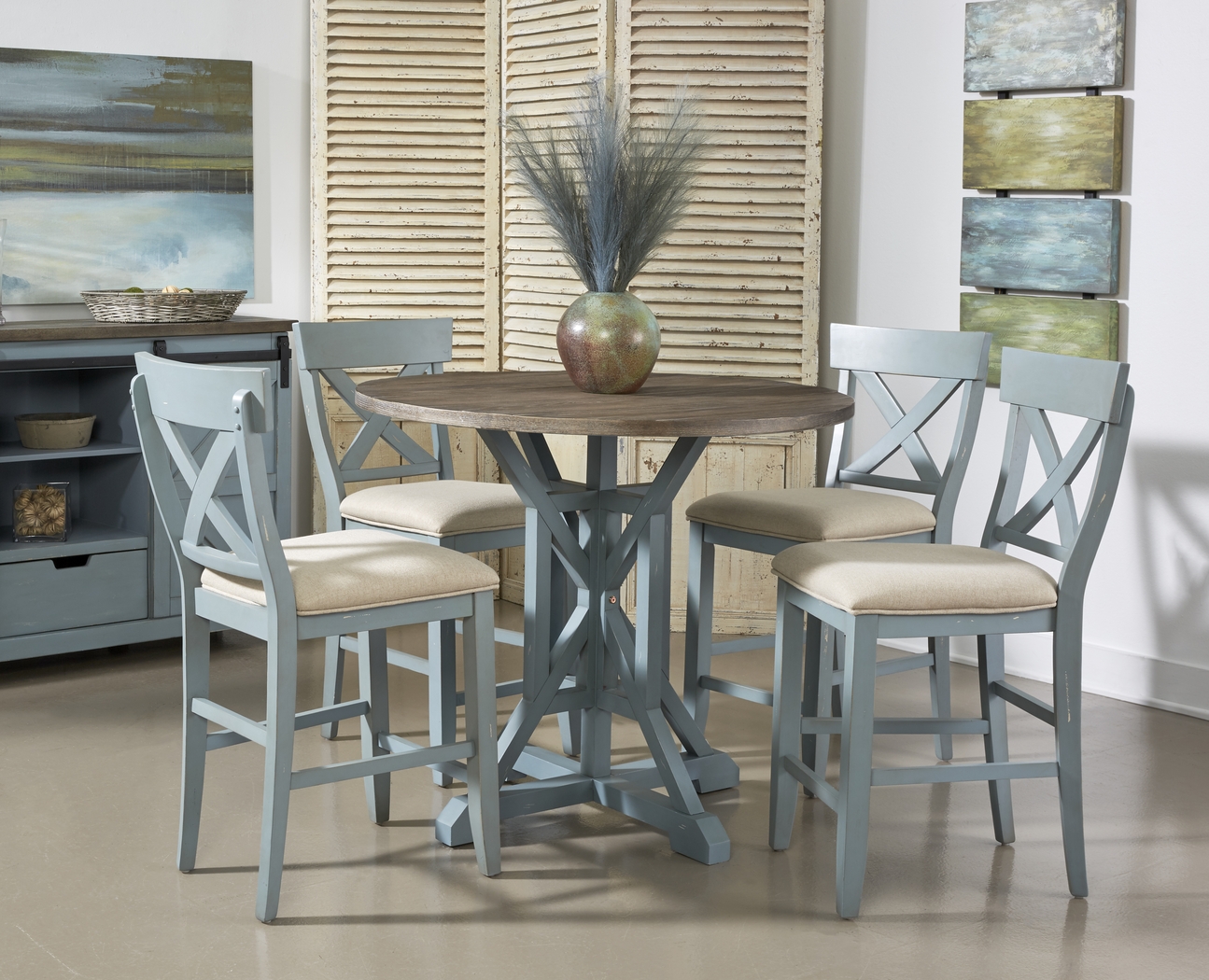 Airymeadows Blue Counter Height Dining Table - Thumbnail - Image 3