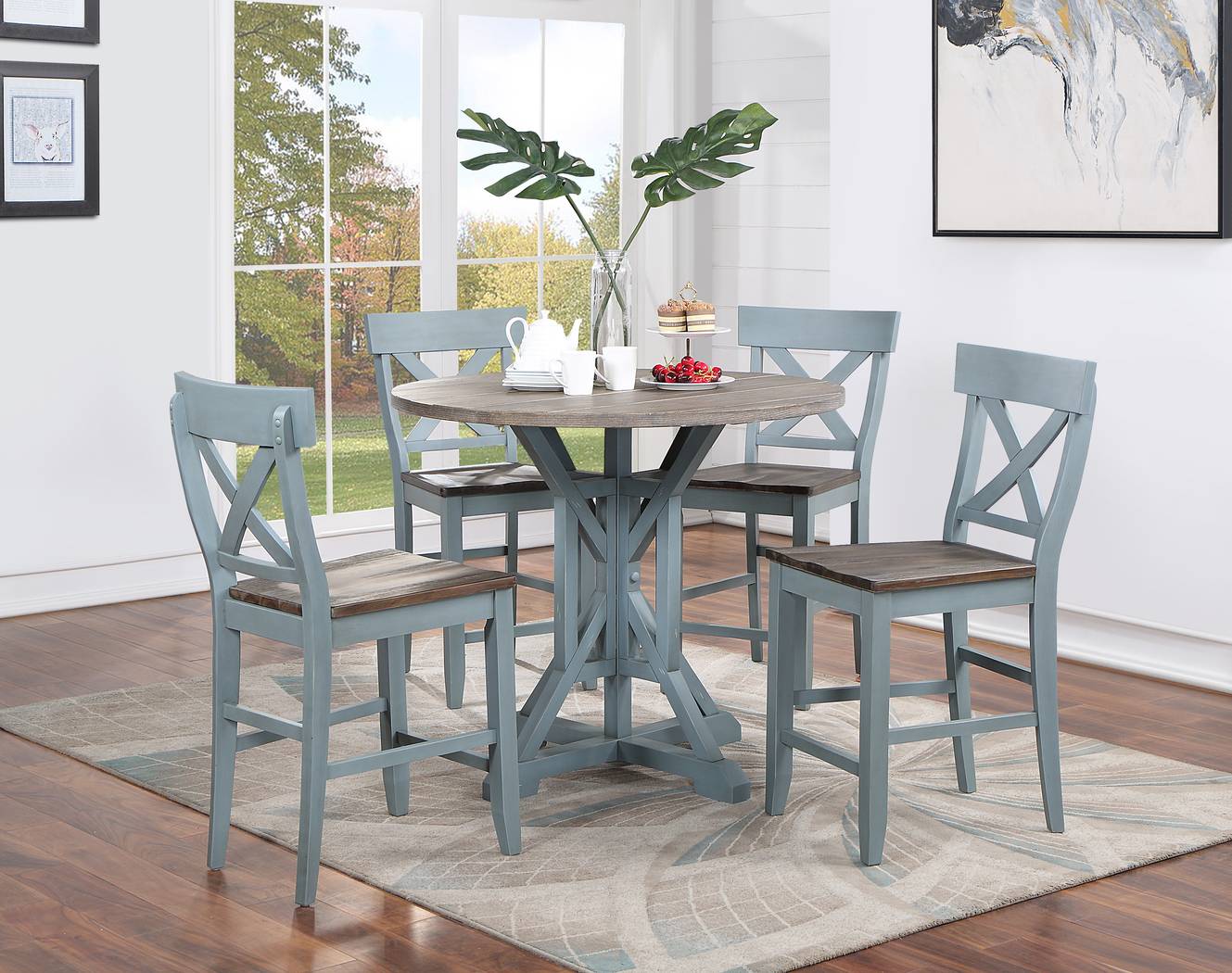 Airymeadows Blue Counter Height Dining Table - Thumbnail - Image 4