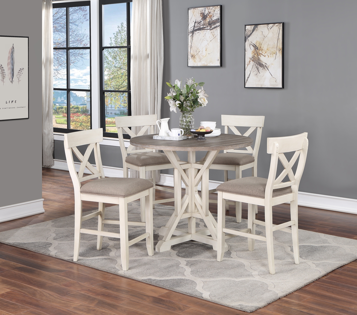 Airymeadows Cream Counter Height Dining Table - Thumbnail - Image 5