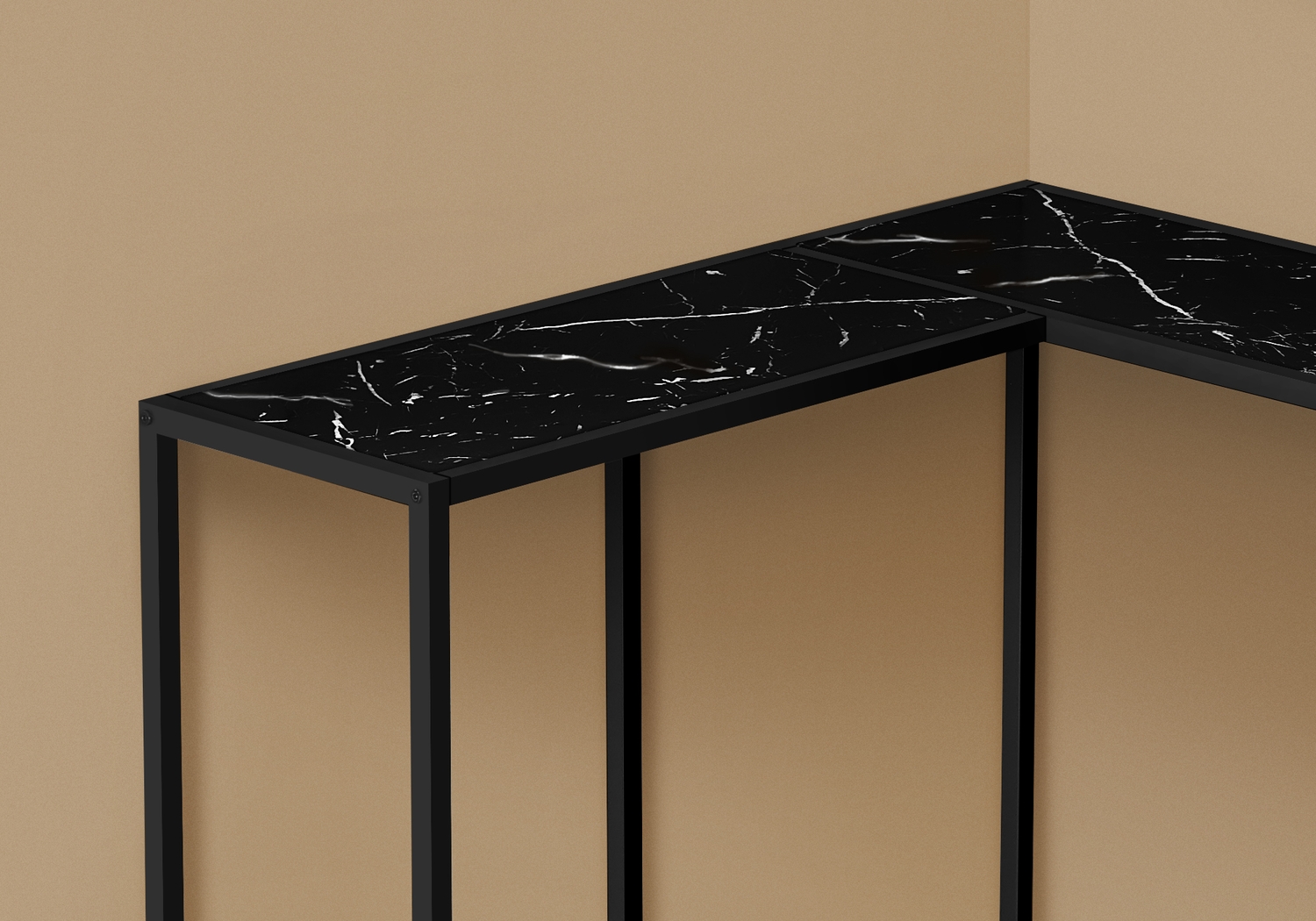 Aisquith Black Marble Sofa Table - Thumbnail - Image 2