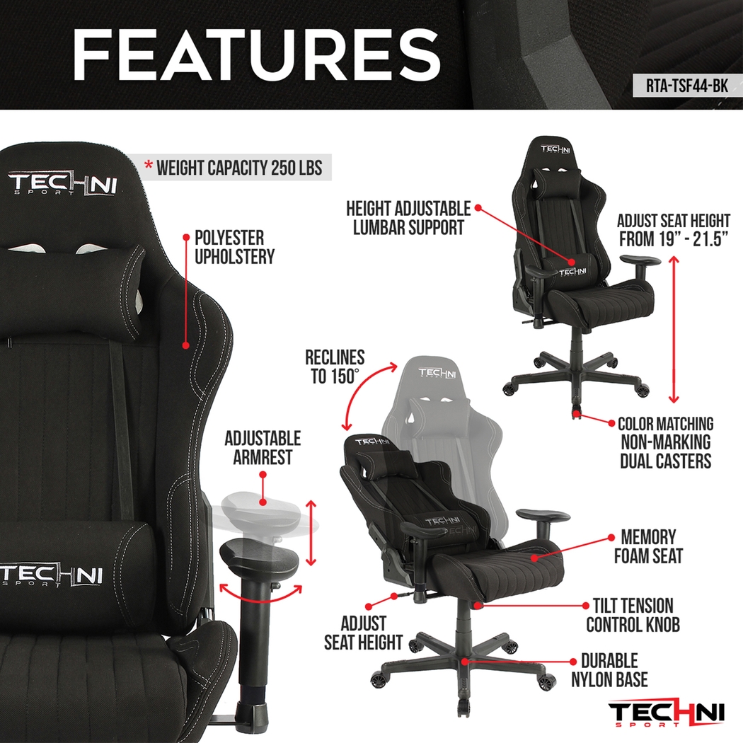Aistri Black Gaming Chair - Thumbnail - Image 3
