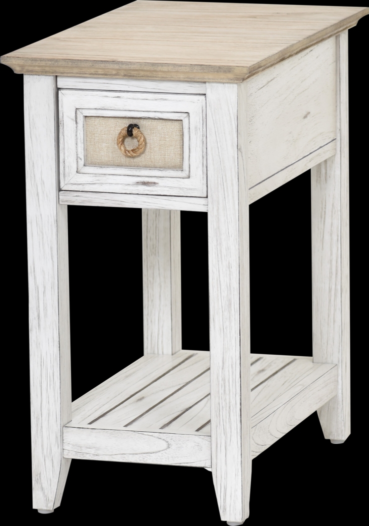 Akuhe White Chairside Table - Thumbnail - Image 1