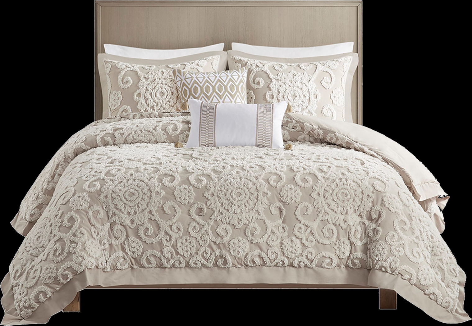 Alaegha Beige 3 pc King Comforter Set - Thumbnail - Image 1