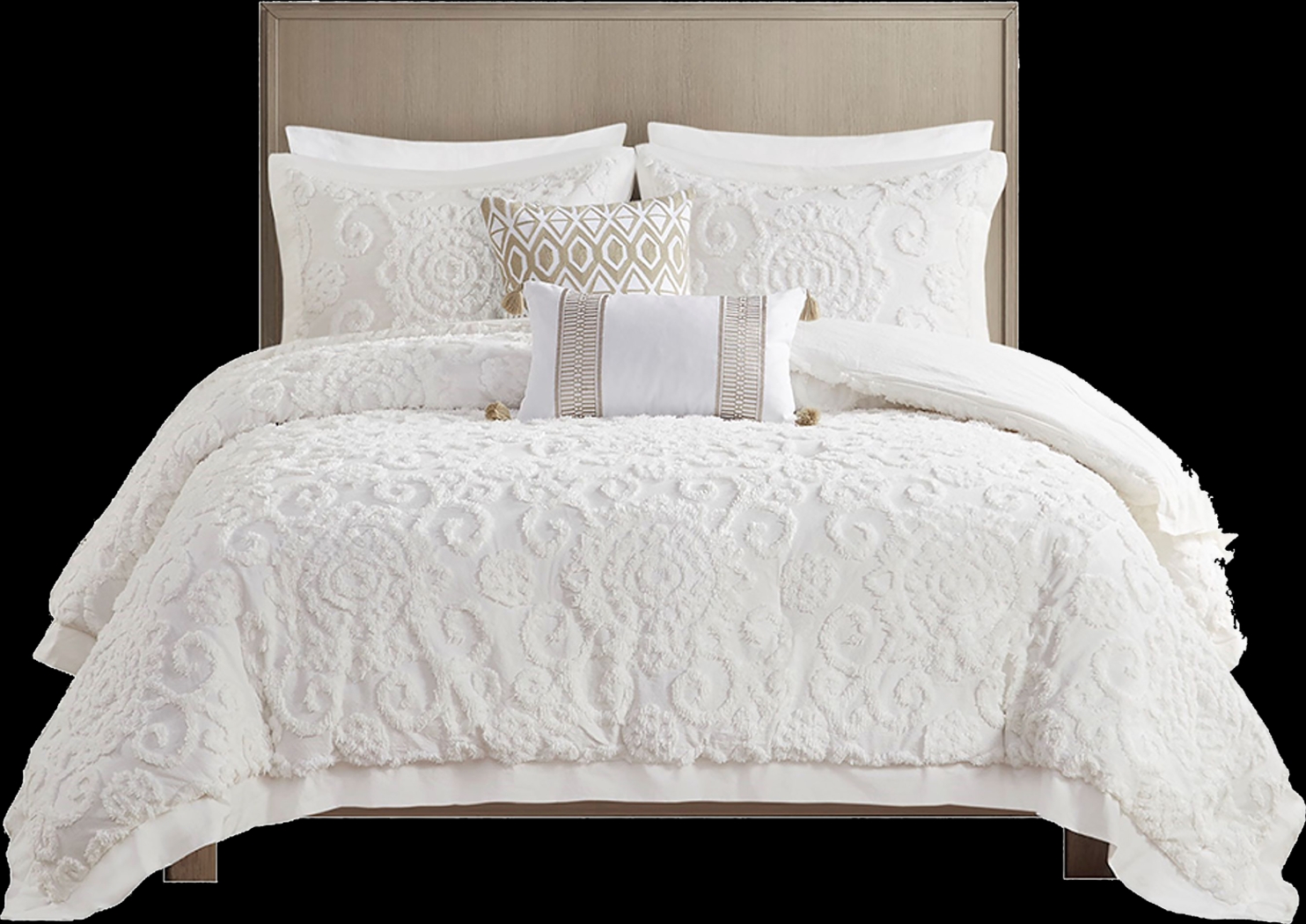 Alaegha Ivory 3 pc King Comforter Set - Thumbnail - Image 1