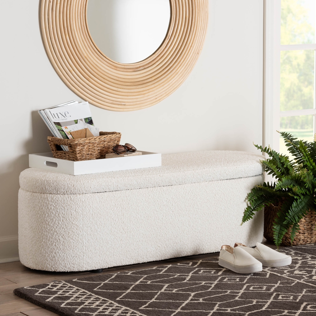Alagna White Storage Bench - Thumbnail - Image 2