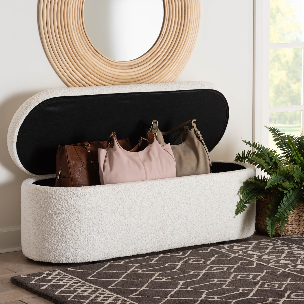 Alagna White Storage Bench - Thumbnail - Image 3