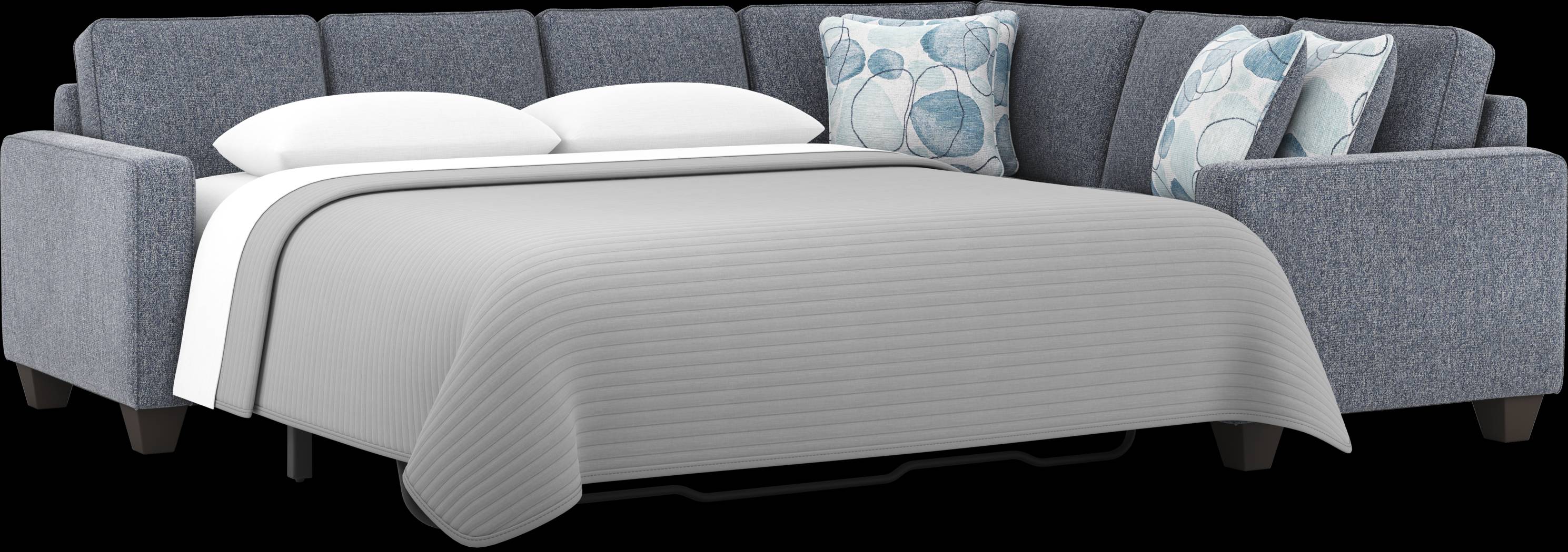 Alanis Bay Blue 5 Pc Sleeper Sectional Living Room - Thumbnail - Image 4