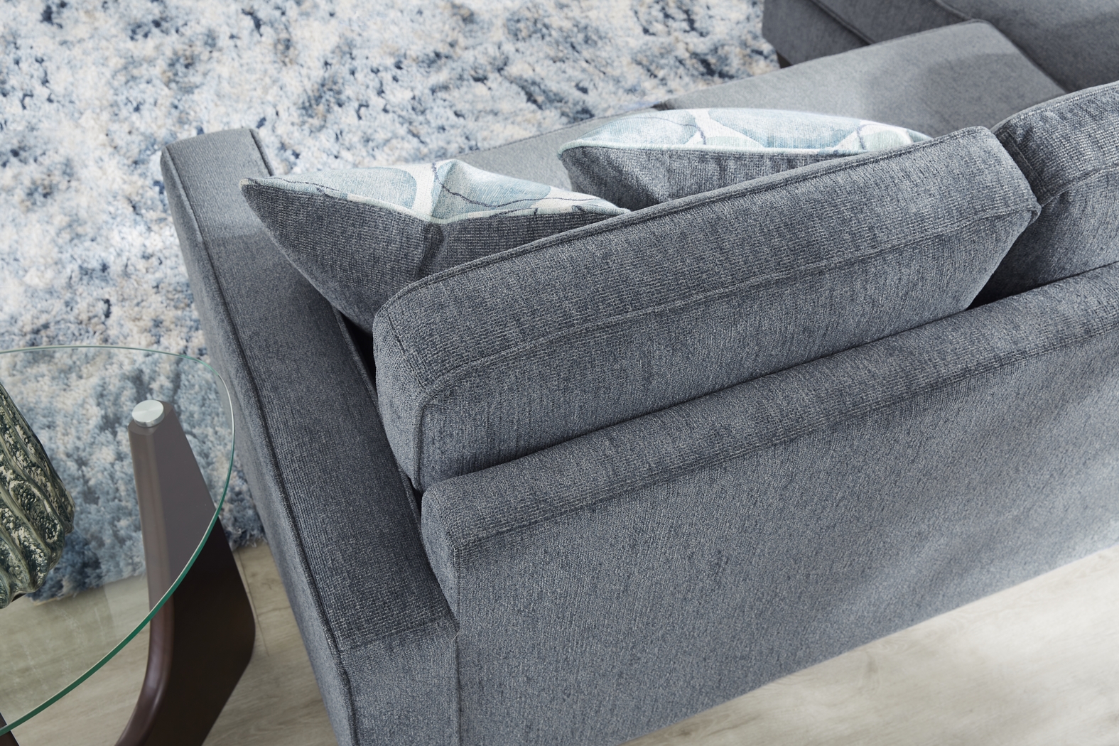 Alanis Bay Blue 7 Pc Living Room with Gel Foam Sleeper Sofa - Thumbnail - Image 7