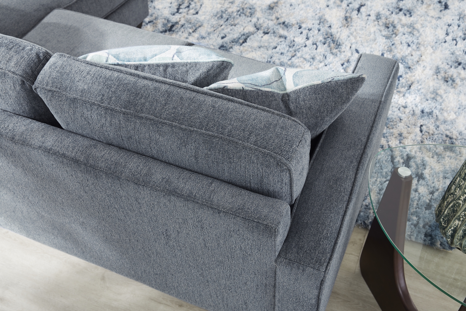 Alanis Bay Blue 4 Pc Sleeper Chaise Living Room Set - Thumbnail - Image 6