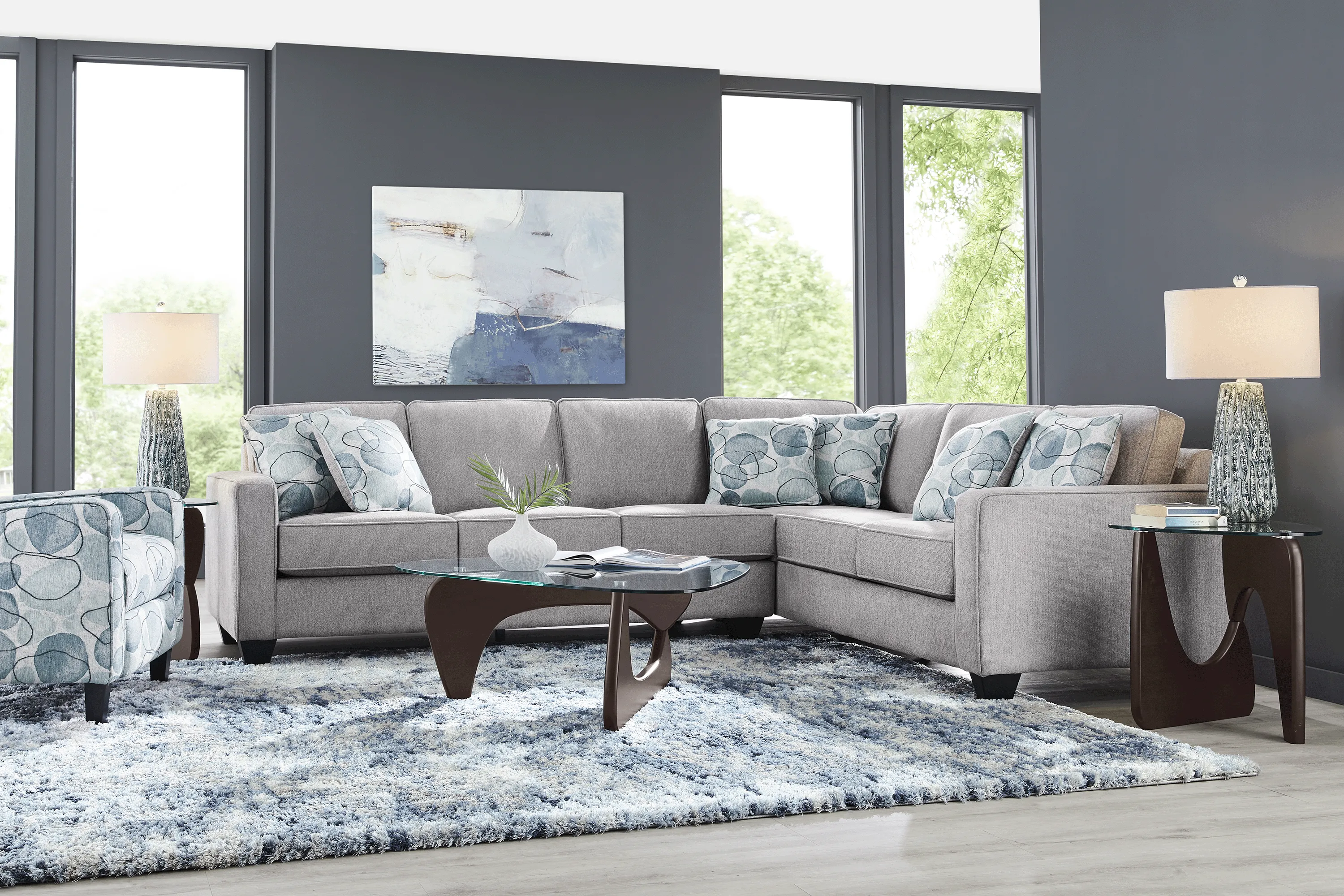 Alanis Bay Gray 6 Pc Gel Foam Sleeper Sectional Living Room - Thumbnail - Image 1