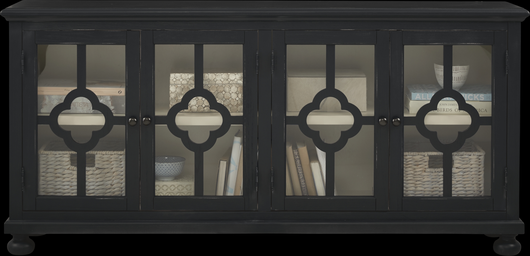 Alanna Black Four Door Accent Cabinet - Thumbnail - Image 2