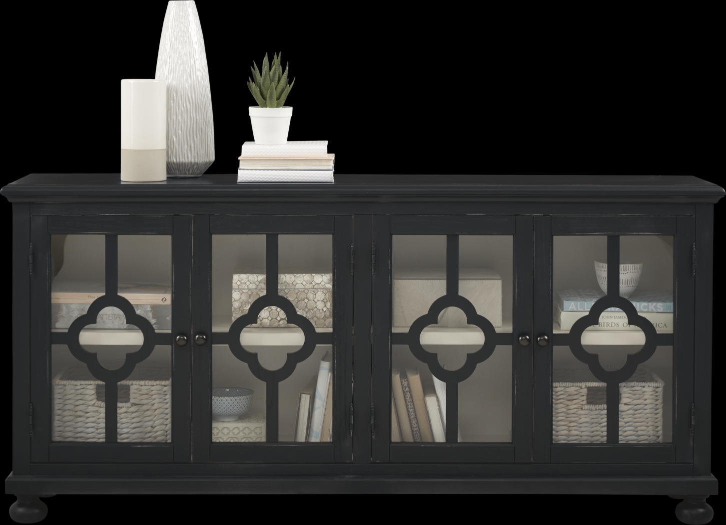 Alanna Black Four Door Accent Cabinet - Thumbnail - Image 3