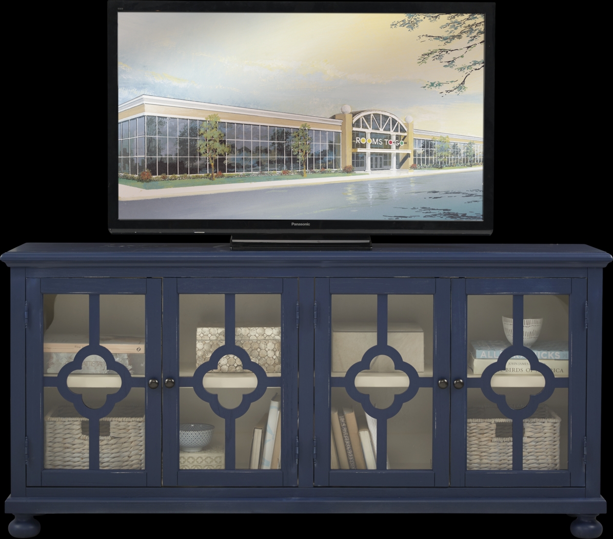 Alanna Blue Four Door Accent Cabinet - Thumbnail - Image 1