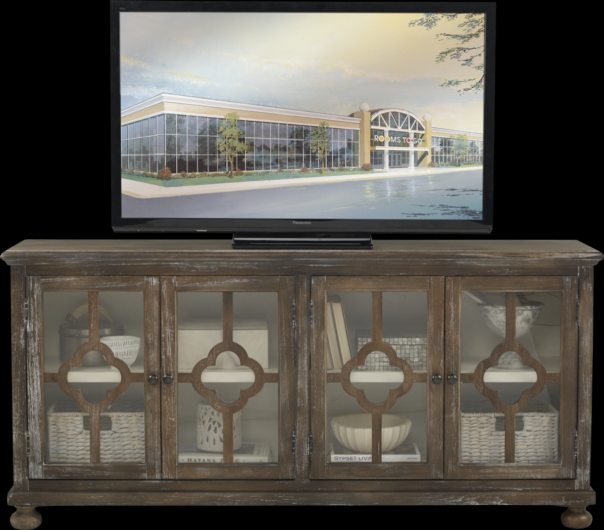 Alanna Golden Beige Four Door Accent Cabinet - Thumbnail - Image 1