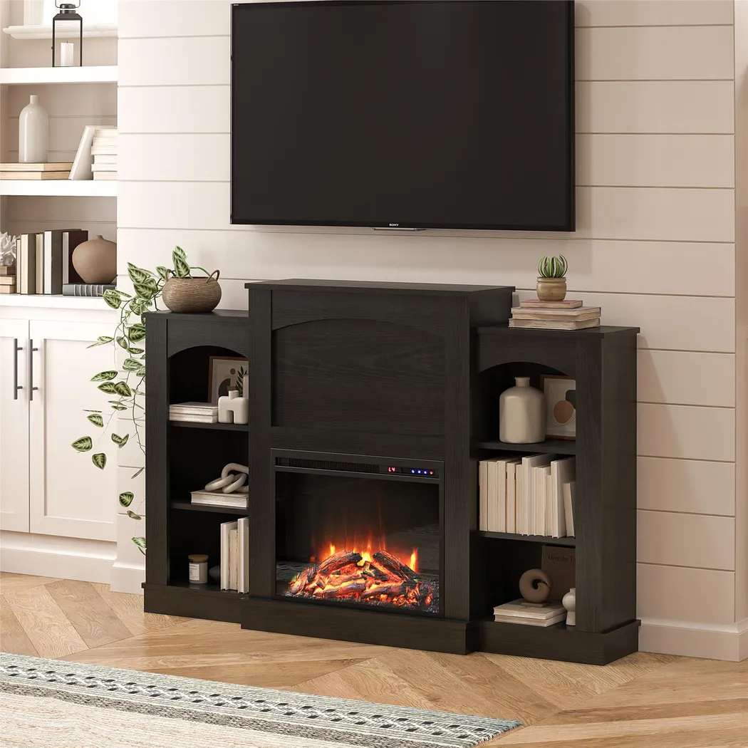 Alarice Black 61 in. Console with Electric Fireplace - Thumbnail - Image 3