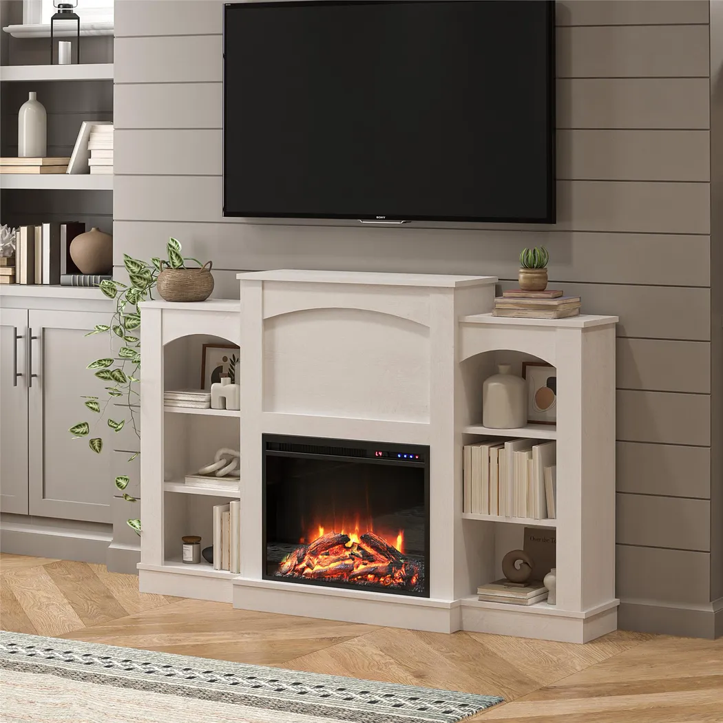 Alarice Ivory 61 in. Console with Electric Fireplace - Thumbnail - Image 3