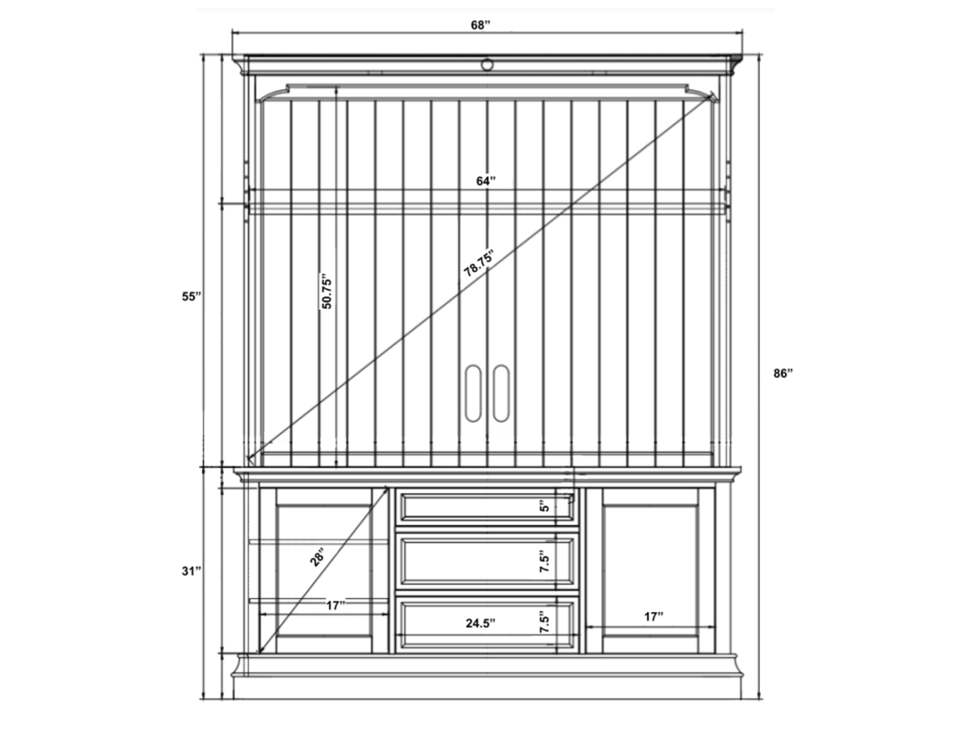 Albermarle Blue 2 Pc Wall Unit with 68.5 in. Console - Thumbnail - Image 11