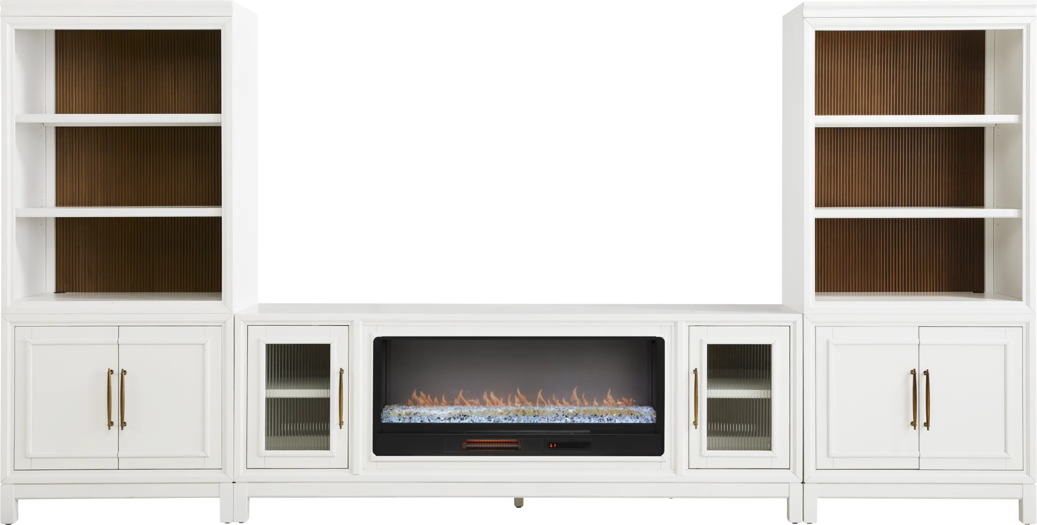 Albion White 4 Pc Wall Unit with 84 in. Console and Electric Fireplace - Thumbnail - Image 1