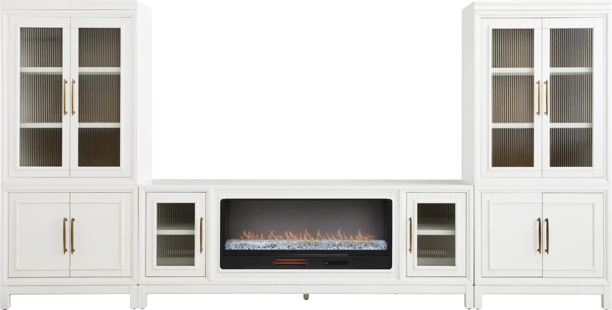 Albion White 4 Pc Wall Unit with 84 in. Console and Electric Fireplace - Thumbnail - Image 1