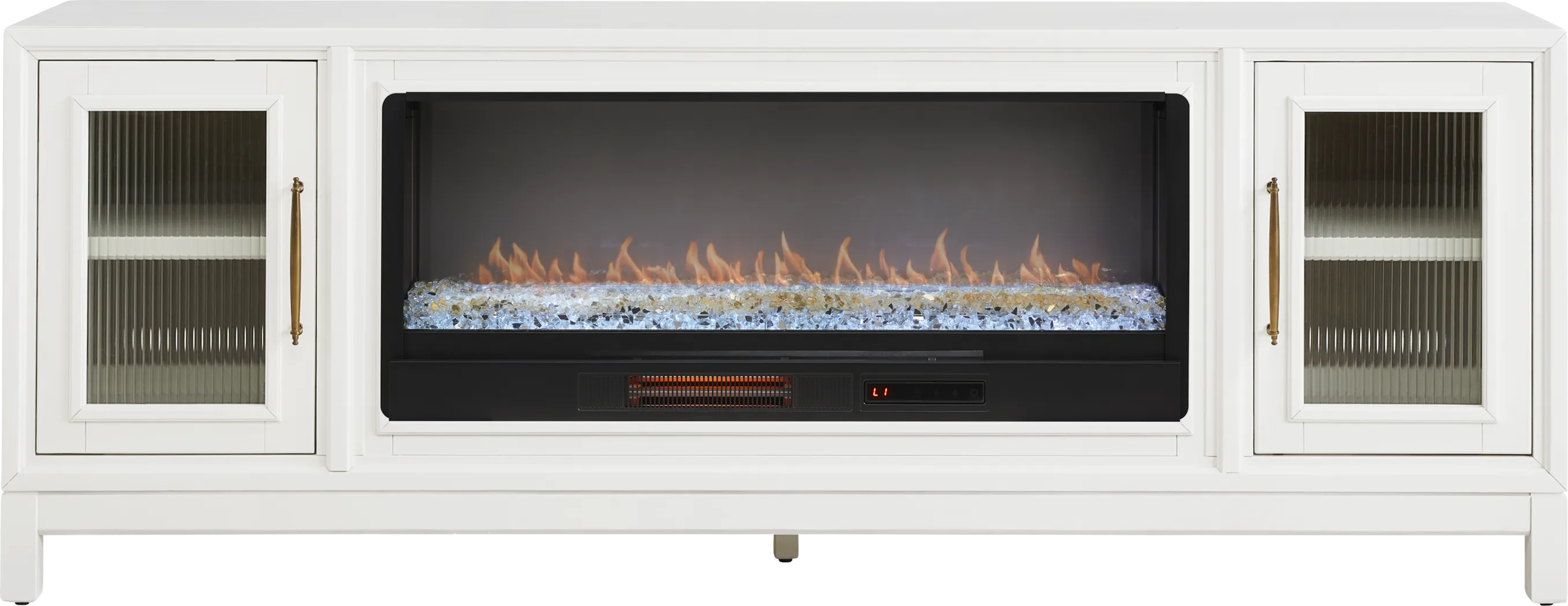 Albion White 84 in. Console with Electric Fireplace - Thumbnail - Image 1