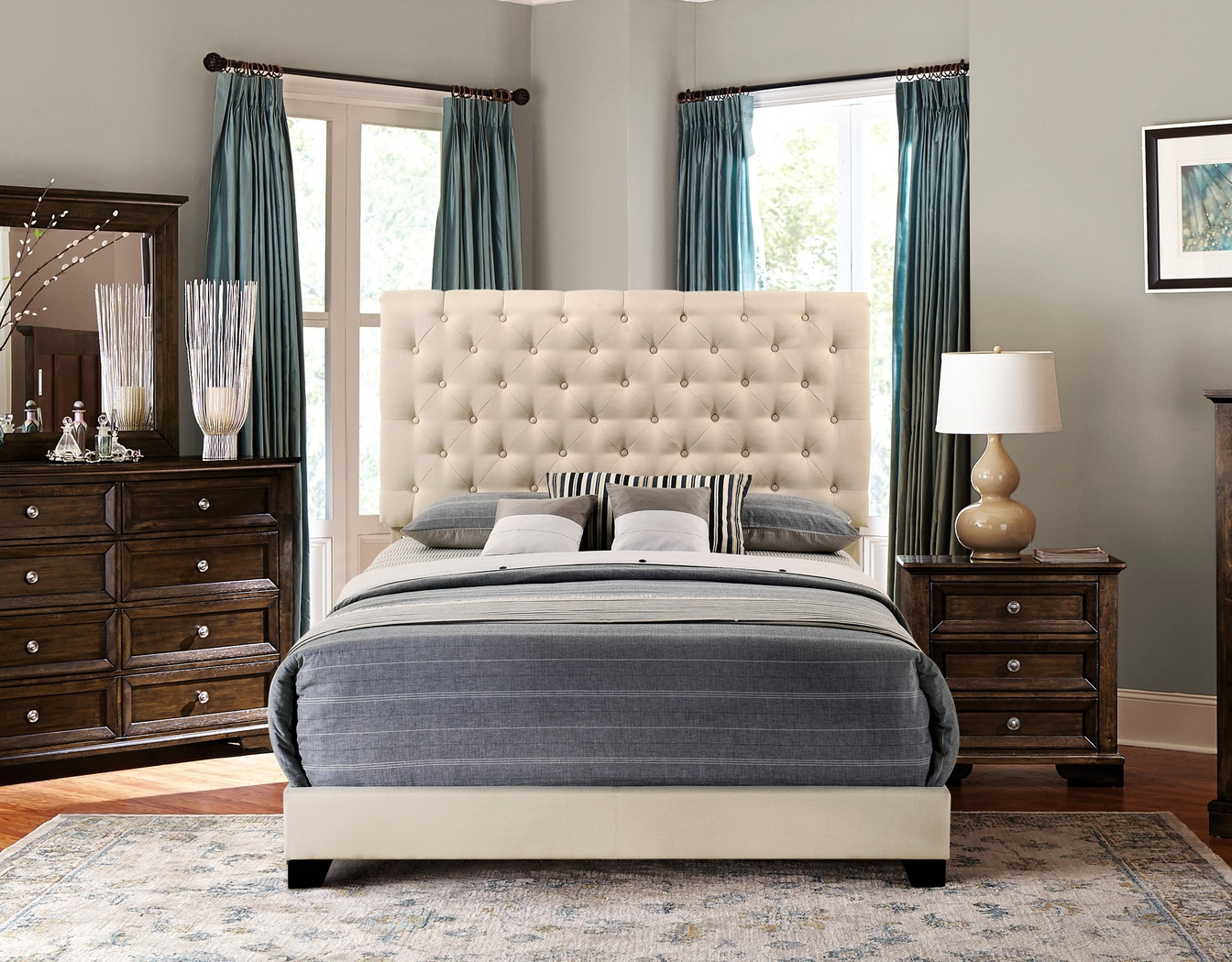 Albritt Beige 3 Pc Twin Upholstered Bed - Thumbnail - Image 2