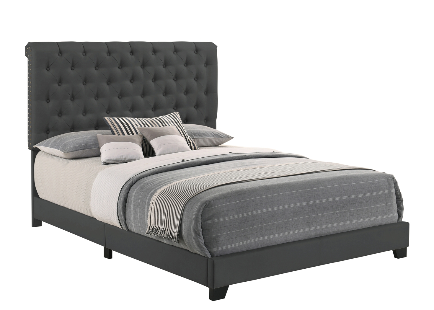 Albritt Dark Gray 3 Pc Twin Upholstered Bed - Thumbnail - Image 3