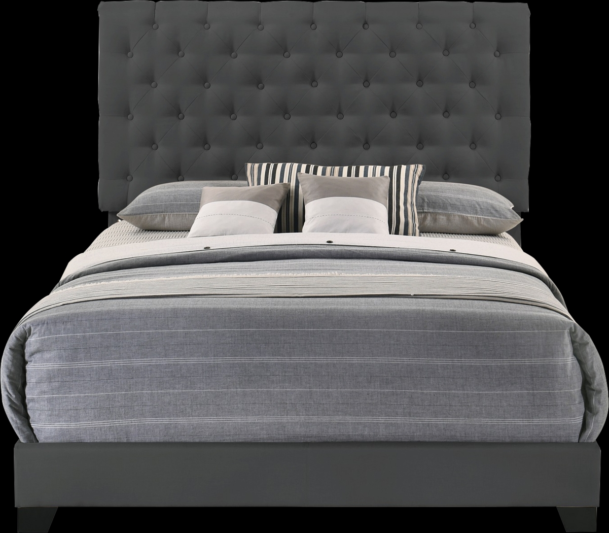 Albritt Dark Gray 3 Pc Twin Upholstered Bed - Thumbnail - Image 1