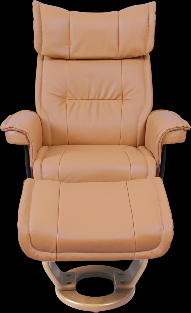 Albritton Light Brown Recliner & Ottoman - Thumbnail - Image 2