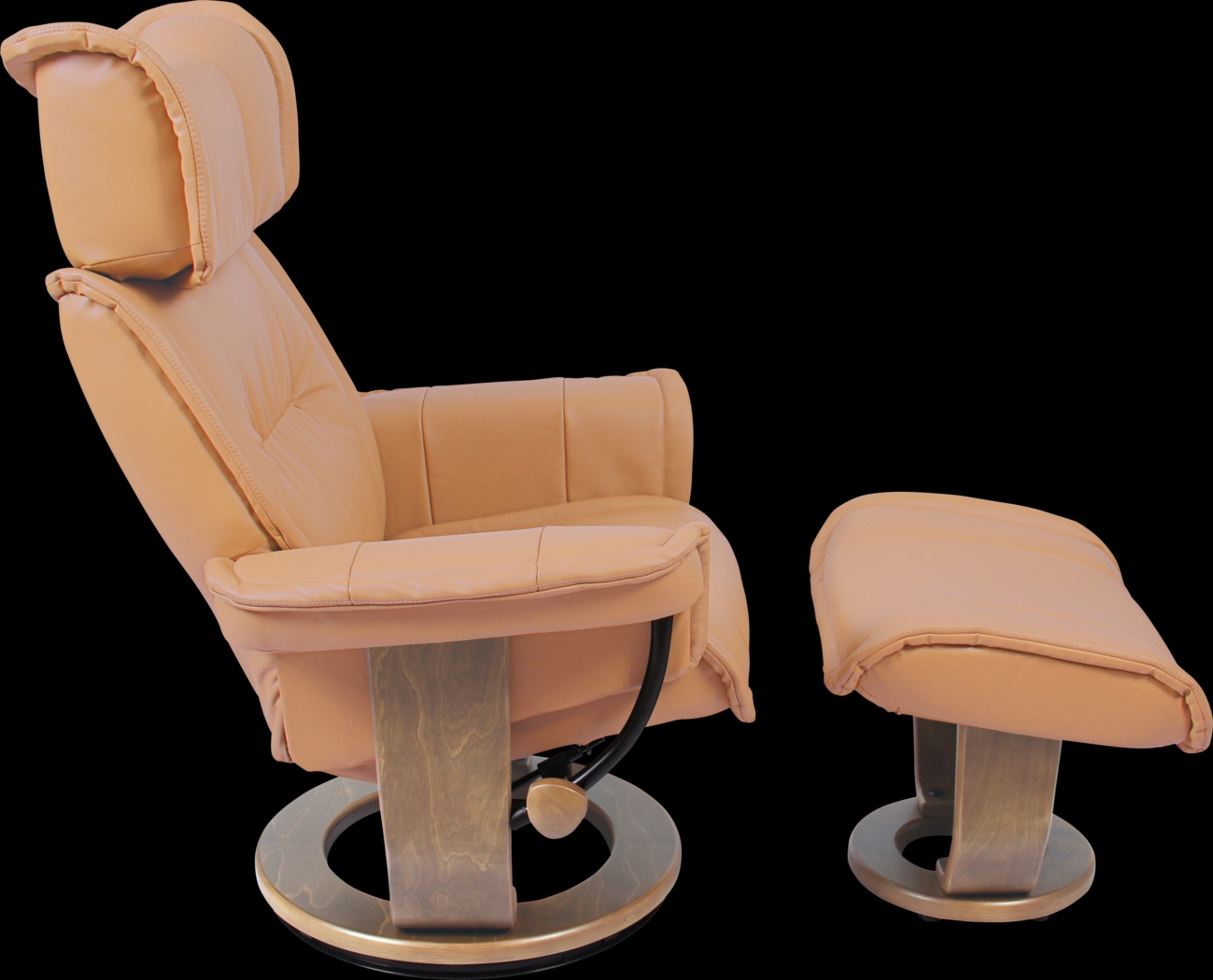 Albritton Light Brown Recliner & Ottoman - Thumbnail - Image 3