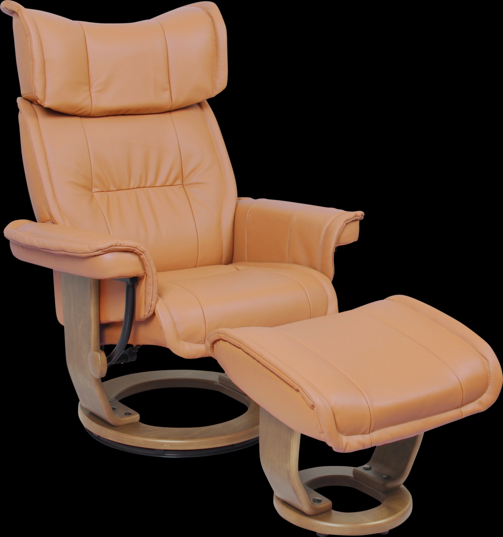 Albritton Light Brown Recliner & Ottoman - Thumbnail - Image 1