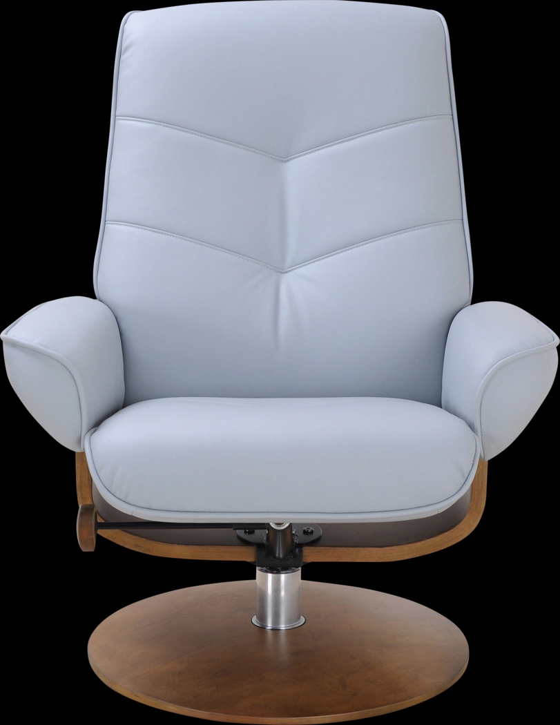 Aldays Light Blue Recliner & Ottoman - Thumbnail - Image 2