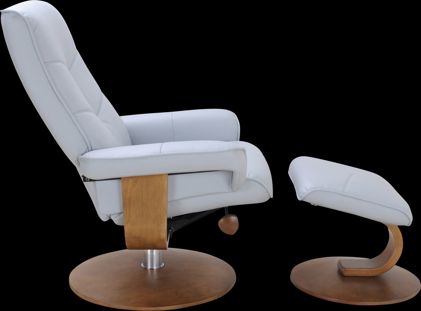 Aldays Light Blue Recliner & Ottoman - Thumbnail - Image 3