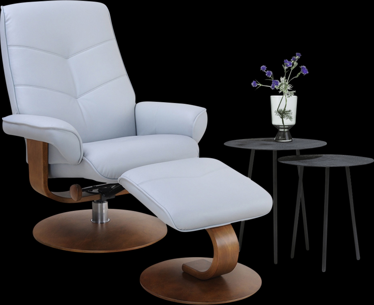 Aldays Light Blue Recliner & Ottoman - Thumbnail - Image 5