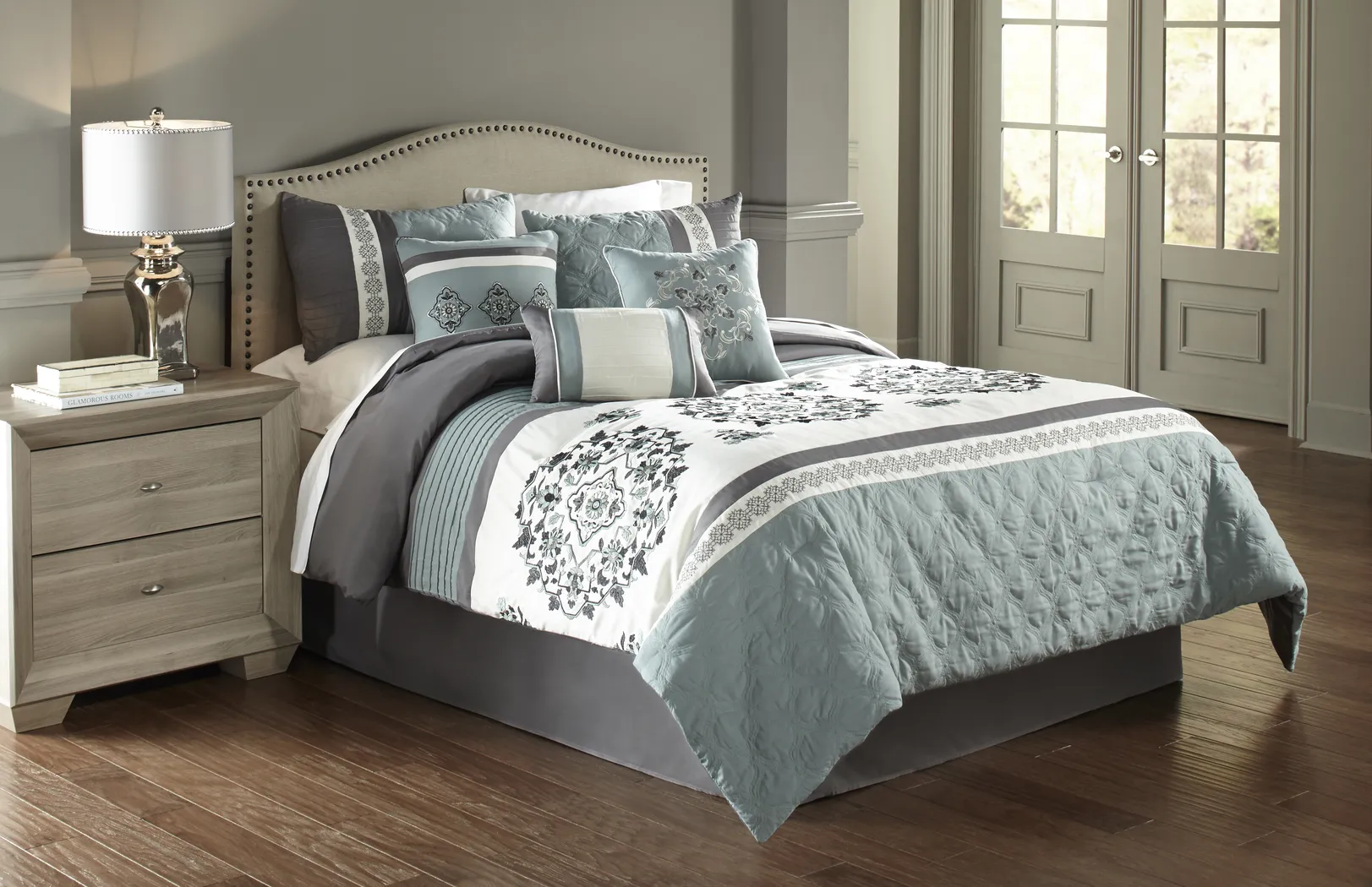 Aldea Blue 7 Pc King Comforter Set - Thumbnail - Image 1